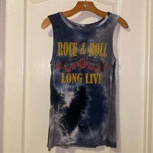 BLVD Guns N Roses Women's Rock n Roll Graphic Tie Dye Tank Top EUC